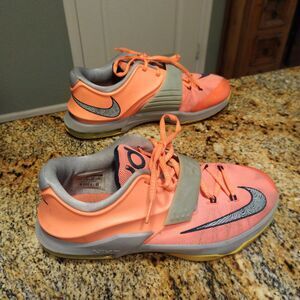 Nike KD VII 35,000 Degrees 669942-800 Basketball Shoes Bright Mango/Grey Sz 7Y